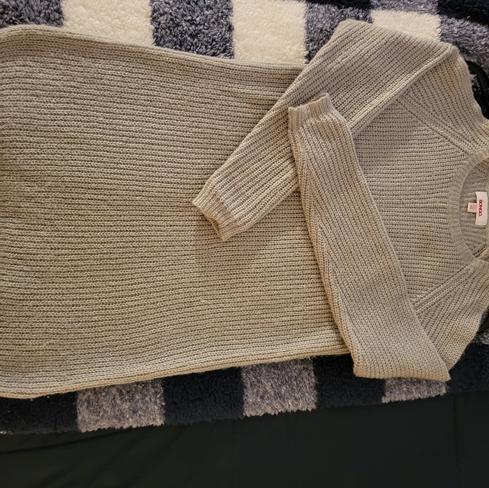 Long cold shoulder sweater